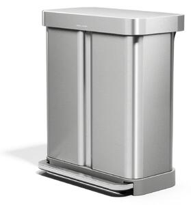 Pedálový odpadkový koš Simplehuman na tříděný odpad – 58l (34/24), kartáčovaná ocel, FPP