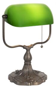 Zelená bankovní lampa tiffany Steven – 27x20x36 cm