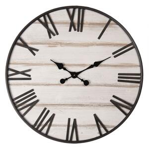 Dřevěné hodiny s římskými číslicemi a patinou Vignette – 70x5 cm