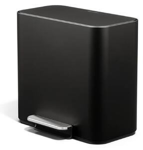 Simplehuman pedálový odpadkový koš na tříděný odpad DUAL MINI, 15 L, matná černá ocel