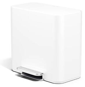 Simplehuman pedálový odpadkový koš na tříděný odpad DUAL MINI, 15 L, bílá ocel