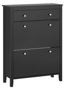 Sobuy Fsr89-Sch Sklápěč Bot Botník Se 2 Klopami Botník Se Zásuvkou Černá 80X108X25Cm