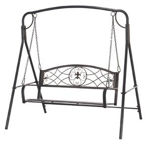 Zahradní houpačka Outsunny pro 2 osoby, houpačka na verandu, kovová, černá se zlatými tóny, 167 x 123 x 175 cm | Aosom