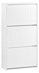 Sobuy Fsr165-H-W Vyklápěcí Botník Se 3 Výklopnými Přihrádkami Sklápěč Bot Komoda Na Boty Bílá 61 X 120 X 26 Cm