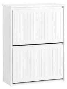Sobuy Fsr165-K-W Vyklápěcí Botník Se 2 Výklopnými Dvířky Sklápěč Bot Komoda Na Boty Bílá 61 X 81 X 26 Cm