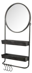 Nástěnné zrcadlo s poličkami a háčky Dolf – 38x12x89 cm