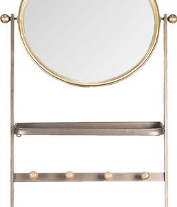Nástěnné vintage zrcadlo s kovovým rámem a drátěnými policemi – 50x20x194 cm
