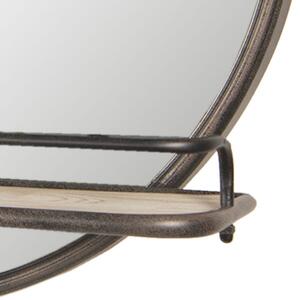 Nástěnné kulaté zrcadlo s poličkou Round – 60x11x60 cm