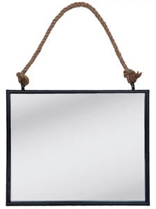 Zrcadlo v černém rámu zavěšené na lanu – 50x4x40 cm