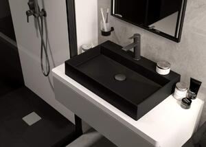 Deante Correo, čtvercová granitová sprchová vanička 90x90x3,5 cm, černá, KQR_N41B