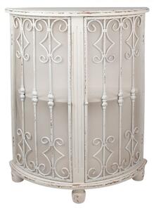 Krémová antik půlkulatá dřevěná skříňka Roselin – 81x32x103 cm