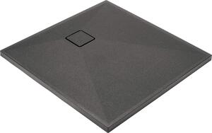 Deante Correo, čtvercová granitová sprchová vanička 90x90x3,5 cm, antracitová-titanium, KQR_T41B