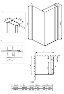 Deante Cubic, čtvercový sprchový kout s křídlovými dveřmi 80x80 cm, výška 195cm, 6mm čiré sklo s EasyClean, chromový profil, KTI_044P