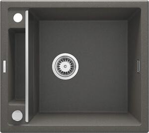 Deante Magnetic, granitový dřez na desku 560x500x219 mm, 3,5" + prostorově úsporný sifon, 1-komorový, antracitová metalíza, ZRM_T103
