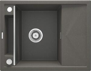 Deante Magnetic, granitový dřez na desku 640x500x219 mm Z/KO, 3,5" + prostorově úsporný sifon, 1-komorový, antracitová metalíza, ZRM_T11A