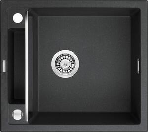 Deante Magnetic, granitový dřez na desku 560x500x219 mm, 3,5" + prostorově úsporný sifon, 1-komorový, grafitová metalíza, ZRM_G103