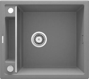 Deante Magnetic, granitový dřez na desku 560x500x219 mm, 3,5" + prostorově úsporný sifon, 1-komorový, šedá, ZRM_S103