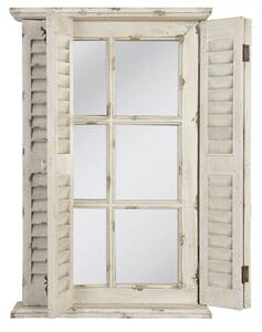Béžové antik dřevěné nástěnné zrcadlo okno s okenicemi Old – 46x7x71 cm