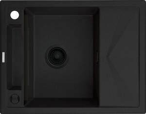 Deante Magnetic, granitový dřez na desku 640x500x219 mm Z/KO, 3,5" + prostorově úsporný sifon, 1-komorový, černá, ZRM_N11A