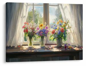 Obraz - Kytice u okna (70x50 cm)