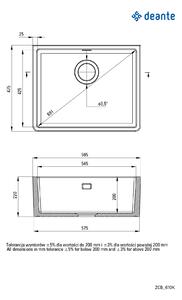 Deante Sabor, keramický dřez na zapuštění pod desku B/O 595x475x220 mm + prostorově úsporný sifon, 1-komorový, bílá, ZCB_610K