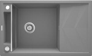 Deante Magnetic, granitový dřez na desku 820x500x219 mm Z/O, 3,5" + prostorově úsporný sifon, 1-komorový, šedá, ZRM_S113