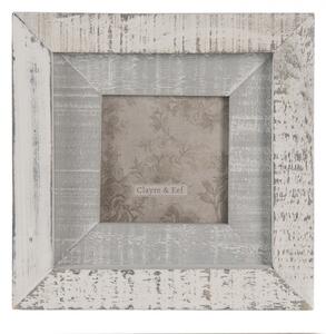 Čtvercový šedý fotorámeček s patinou – 7x7 cm