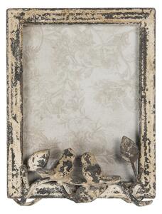 Kovový vintage fotorámeček s patinou s dekorací ptáčků – 15x20 cm