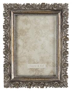 Stříbrný antik fotorámeček s růžemi – 10x15 cm