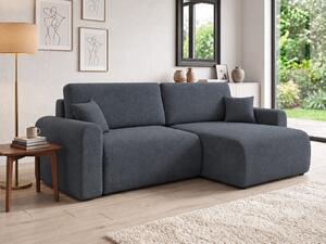 Rozkládací oboustranná sedací souprava do L NORDEN PAROS 250x140 cm, tmavě šedá
