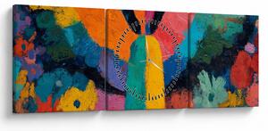 Obraz - Abstraktní anděl s květinami (s hodinami) (90x30 cm)