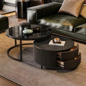 LuxuryForm DESIGN Konferenční stolek ROYAL 70 / 60 cm – mramorový dekor (set 2 ks)