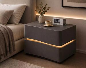 LuxuryForm DESIGN Noční stolek ALVA s LED osvětlením – tmavě šedý