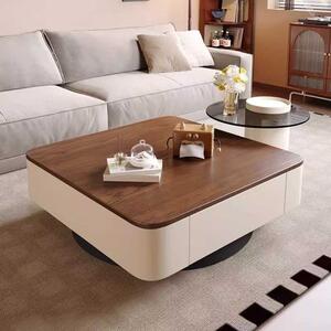 LuxuryForm DESIGN Konferenční stolek MODENA 80 × 80 cm - hnědý, béžový (set)