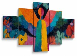Obraz - Abstraktní anděl s květinami (125x70 cm)
