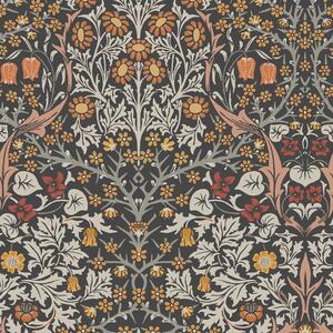 Vliesová tapeta na zeď, šedo-černá, květiny, listy, 124250, William Morris At Home