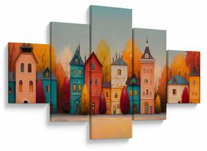 Obraz - Podzimní vesnice (125x70 cm)