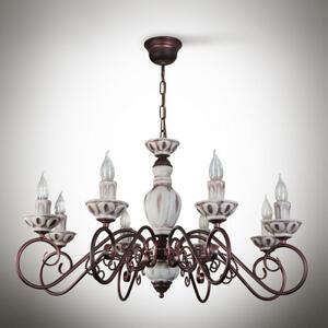 Light for home - Závěsný lustr na řetězu 19008 "VYZANTIA", 8x40W, E14, hnědá, zlatá, patina