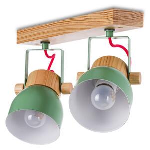 Light for home - Stropní bodové svítidlo na dřevěné liště 40233 "VIANA", 2x60W, E27, přírodní borovice
