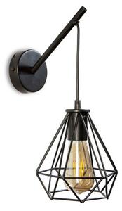 Light for home - Černé kovové nástěnné svítidlo ve skandinávském stylu 40822 "BRILLIANT", 1x60W, E27, Černá