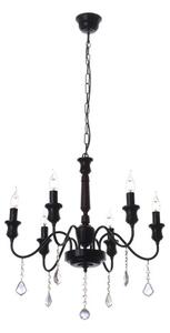 Light for home - Černý kovový lustr s dřevěnými prvky 20006 