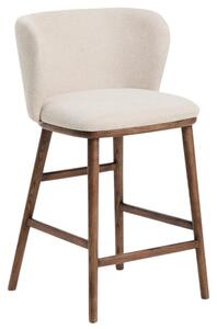 Kave Home Béžová barová židle Ciselia 65 cm s ořechovou podnoží