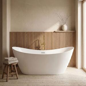 Rea FERRANO Slim, volně stojící vana 1520×730×670 mm, bílá, bílá krytka odtoku, REA-W0080