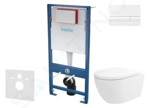 Kielle Set předstěnové instalace, klozetu Oudee Vortex, sedátka softclose a tlačítka Gemini I, lesklá bílá 30505SS79