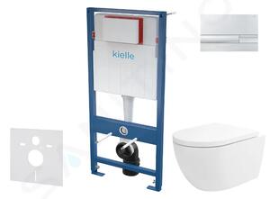 Kielle Set předstěnové instalace, klozetu Oudee Vortex, sedátka softclose a tlačítka Gemini I, lesklý chrom 30505SS80