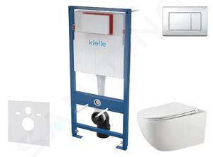 Kielle Set předstěnové instalace, klozetu Gaia, sedátka softclose a tlačítka Gemini III, lesklý chrom 30505SS48