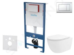 Kielle Set předstěnové instalace, klozetu Oudee Vortex, sedátka softclose a tlačítka Gemini III, lesklý chrom 30505SS85