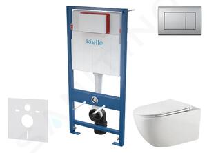 Kielle Set předstěnové instalace, klozetu Gaia, sedátka softclose a tlačítka Gemini III, matný chrom 30505SS49