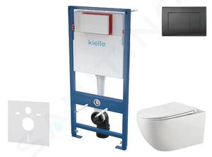 Kielle Set předstěnové instalace, klozetu Gaia, sedátka softclose a tlačítka Gemini III, matná černá 30505SS50