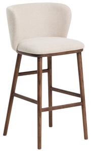 Kave Home Béžová barová židle Ciselia 75 cm s ořechovou podnoží